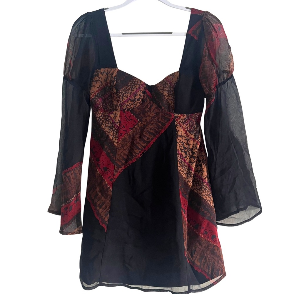 Stone Cold Fox Black and Red Long Sleeve Dress